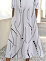 Damen Polka Dots Halbarm Sommer Print Kleid Rundhals Täglich Lässig Maxikleid A-Linien-Kleid
