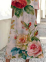 Damen Geblümt Halbarm Sommer Print Kleid Rundhals Täglich Lässig Maxikleid A-Linien-Kleid