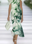 Damen Geblümt Flügelärmel Sommer Print Kleid Schulterfrei Täglich Retro Maxikleid H-Linie Kleid