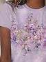 Damen Geblümt Kurzarm T-Shirts T-Shirt Rundhals Print Lässig Sommer T-Shirt mit Grafik Oberteile