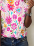 Damen Geblümt Kurzarm T-Shirts T-Shirt Rundhals Print Lässig Sommer T-Shirt mit Grafik Oberteile