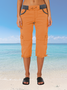 Damen Unifarben Caprihosen Elastische Taille Hose Lässig Sommer Hose
