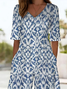 Damen Geometrisch V-Ausschnitt Halbarm Lässig Sommer Jumpsuit