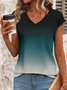 Damen Farbverlauf Kurzarm T-Shirts T-Shirt V-Ausschnitt Print Lässig Sommer T-Shirt mit Grafik Oberteile