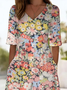 Damen Geblümt V-Ausschnitt Halbarm Lässig Sommer Jumpsuit