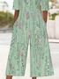 Damen Abstrakt V-Ausschnitt Halbarm Lässig Sommer Jumpsuit