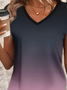 Damen Farbverlauf Kurzarm T-Shirts T-Shirt V-Ausschnitt Print Lässig Sommer T-Shirt mit Grafik Oberteile