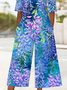 Damen Geblümt V-Ausschnitt Halbarm Lässig Sommer Jumpsuit