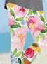 Damen Geblümt Caprihosen Elastische Taille Hose Lässig Sommer Hose
