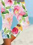 Damen Geblümt Caprihosen Elastische Taille Hose Lässig Sommer Hose