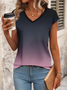 Damen Farbverlauf Kurzarm T-Shirts T-Shirt V-Ausschnitt Print Lässig Sommer T-Shirt mit Grafik Oberteile