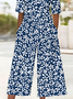 Damen Geblümt V-Ausschnitt Halbarm Lässig Sommer Jumpsuit