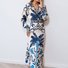 Damen Geometrisch Print Zweiteiliges Set Täglich Langarm Lässig Frühling/Herbst Bluse mit Rock Matching Set