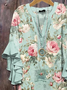 Damen Geblümt Halbarm Bluse Sommer Print V-Ausschnitt Täglich Lässig Oberteile