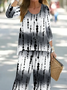 Damen Abstrakt Print Zweiteiliges Set Täglich Langarm Lässig Frühling/Herbst Bluse mit Hose Matching Set