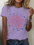 Damen Flagge Kurzarm T-Shirts T-Shirt Rundhals Lässig Sommer Oberteile