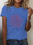 Damen Flagge Kurzarm T-Shirts T-Shirt Rundhals Lässig Sommer Oberteile