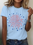Damen Flagge Kurzarm T-Shirts T-Shirt Rundhals Lässig Sommer Oberteile
