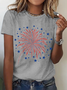 Damen Flagge Kurzarm T-Shirts T-Shirt Rundhals Lässig Sommer Oberteile