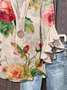 Damen Geblümt Halbarm Bluse Sommer Print V-Ausschnitt Täglich Lässig Oberteile