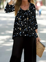 Damen Geblümt Print Zweiteiliges Set Täglich Langarm Lässig Frühling/Herbst Bluse mit Hose Matching Set