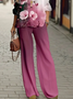 Damen Geblümt Print Zweiteiliges Set Täglich Langarm Lässig Frühling/Herbst Bluse mit Hose Matching Set