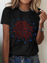 Damen Flagge Kurzarm T-Shirts T-Shirt Rundhals Lässig Sommer Oberteile