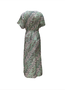 Damen Farbblock Kurzarm Sommer Print Kleid V-Ausschnitt Täglich Lässig Maxikleid Hüftrock A-Linien-Kleid