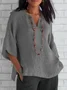 Damen Unifarben Halbarm Bluse Sommer V-Ausschnitt Täglich Lässig Oberteile