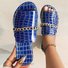 Sommer Krokodil Muster Große Größen Outdoor Flach Pantoletten Damen Metallkette modisch Strand Pantoletten