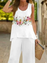 Damen Geblümt Print Zweiteiliges Set Täglich Ärmellos Lässig Sommer Mehrteiliges Set Matching Set