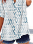 Damen Geometrisch Kurzarm Bluse Sommer Print V-Ausschnitt Täglich Lässig Oberteile