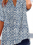 Damen Abstrakt Kurzarm Bluse Sommer Print V-Ausschnitt Täglich Lässig Oberteile