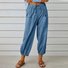 Damen Unifarben Knöchelhose Elastische Taille Hose Lässig Frühling/Herbst Hose