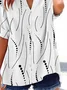 Damen Gestreift Kurzarm Bluse Sommer Print V-Ausschnitt Täglich Lässig Oberteile