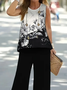 Damen Geblümt Print Zweiteiliges Set Täglich Ärmellos Lässig Sommer Mehrteiliges Set Matching Set
