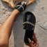 Sommer Krokodil Muster Große Größen Outdoor Flach Pantoletten Damen Metallkette modisch Strand Pantoletten