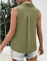 Damen Ärmellos Tanktop Oberteile Leibchen Sommer Unifarben Schnalle Stehkragen Täglich Lässig Oberteile