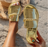 Sommer Krokodil Muster Große Größen Outdoor Flach Pantoletten Damen Metallkette modisch Strand Pantoletten