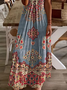 Damen Geblümt Kurzarm Sommer Print Kleid V-Ausschnitt Täglich Lässig Maxikleid X-Linie Kleid