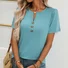 Damen Unifarben Kurzarm T-Shirts T-Shirt V-Ausschnitt Lässig Sommer Oberteile