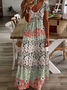 Damen Geblümt Kurzarm Sommer Print Kleid V-Ausschnitt Täglich Lässig Maxikleid X-Linie Kleid