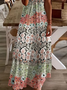 Damen Geblümt Kurzarm Sommer Print Kleid V-Ausschnitt Täglich Lässig Maxikleid X-Linie Kleid