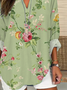 Damen Geblümt Langarm Bluse Frühling/Herbst Print V-Ausschnitt Täglich Lässig Oberteile
