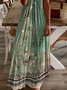 Damen Geblümt Kurzarm Sommer Print Kleid V-Ausschnitt Täglich Lässig Maxikleid X-Linie Kleid
