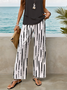 Damen Gestreift Print Zweiteiliges Set Täglich Ärmellos Lässig Sommer Bluse mit Hose Matching Set