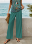 Damen Geblümt Print Zweiteiliges Set Täglich Ärmellos Lässig Sommer Bluse mit Hose Matching Set