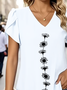 Damen Geblümt Kurzarm T-Shirts T-Shirt V-Ausschnitt Print Lässig Sommer T-Shirt mit Grafik Oberteile