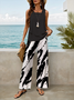 Damen Abstrakt Print Zweiteiliges Set Täglich Ärmellos Lässig Sommer Bluse mit Hose Matching Set
