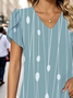 Damen Gestreift Kurzarm T-Shirts T-Shirt V-Ausschnitt Print Lässig Sommer T-Shirt mit Grafik Oberteile